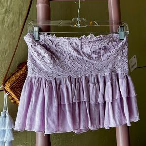 Free People Lilac Colored Ruffled Tube Top Sz L